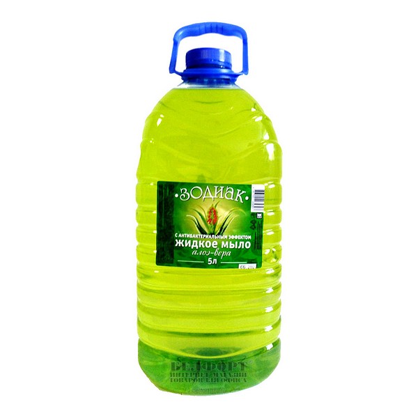 Мыло жидкое 5 л Зодиак Алое-Вера антибактериальное, ПЭТ