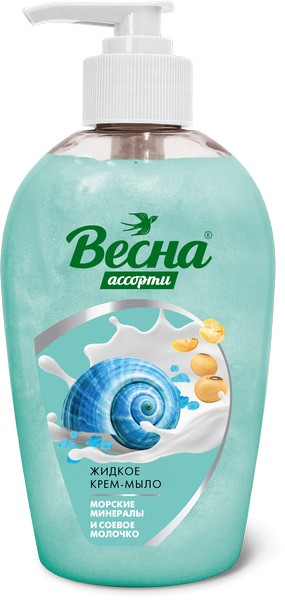 Крем-мыло жидкое 280мл. Весна Морские минералы и соевое молочко, с дозатором