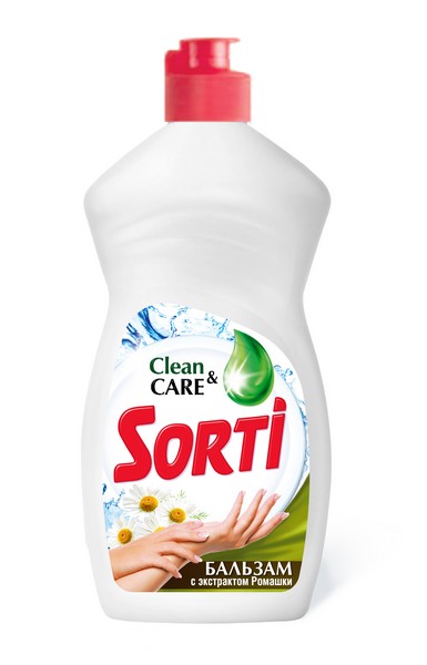 Средство д/посуды СОРТИ КАПЛЯ 450мл Бальзам с ромашкой