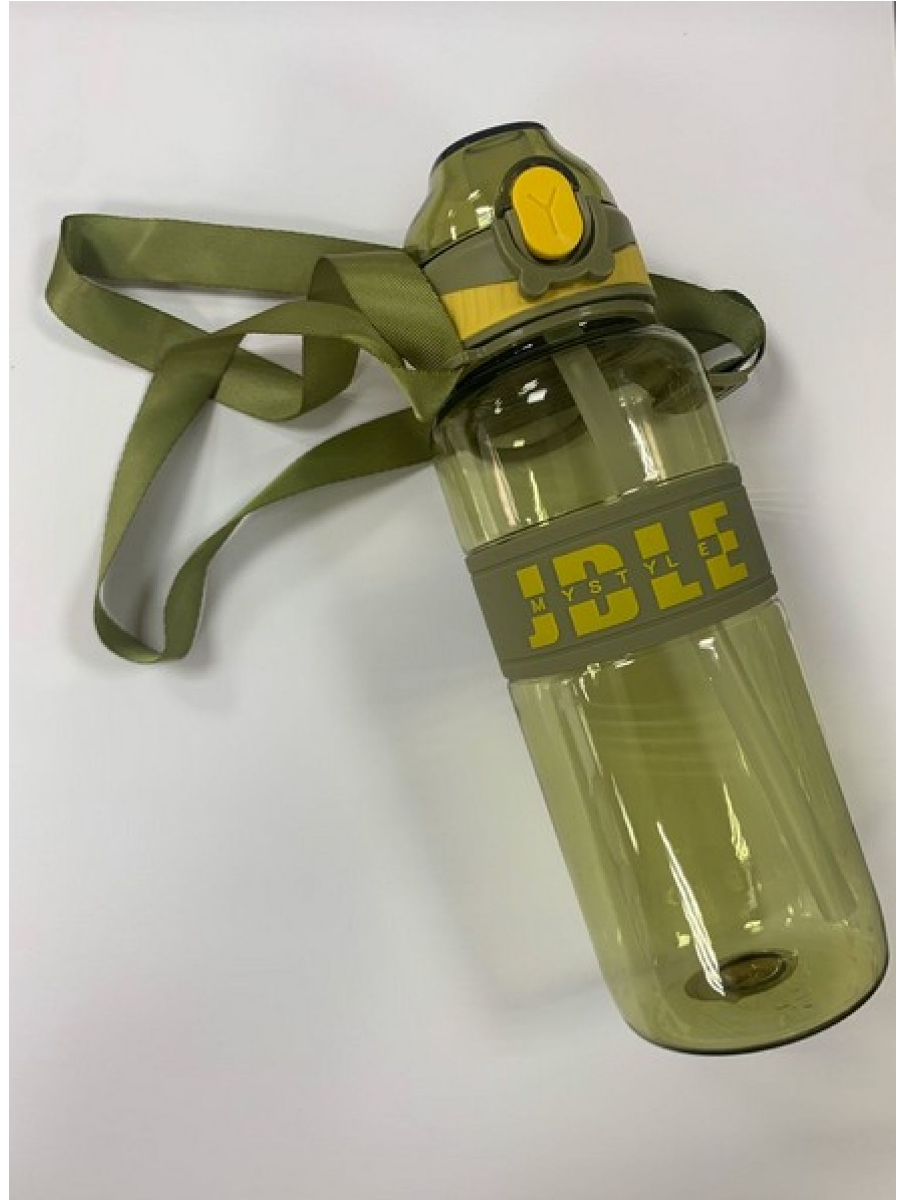 Бутылка 1000мл, JDLE, пластик, вставка, с трубочкой, ассорти