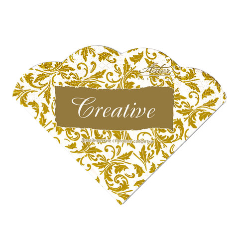 Салфетки бум. 12 шт. ASTER Creative round бело-золотые 32см,  3х-слойные AR251590