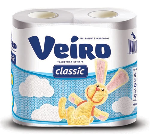 Туалетная бумага 4 рул. 2-х слойная Veiro Classic