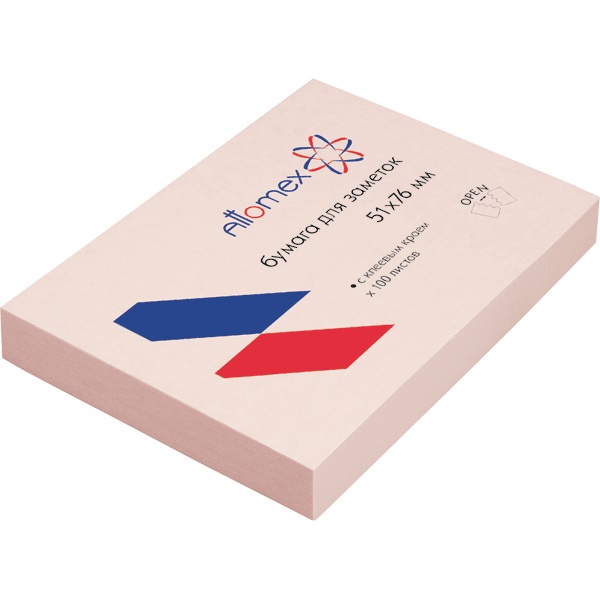 Клейкая бумага для заметок Attomex 51x76 мм, 100л, розовая 2010709