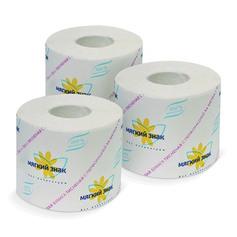 Туалетная бумага 1 рул. на втулке 51 м. белая, Мягкий знак
