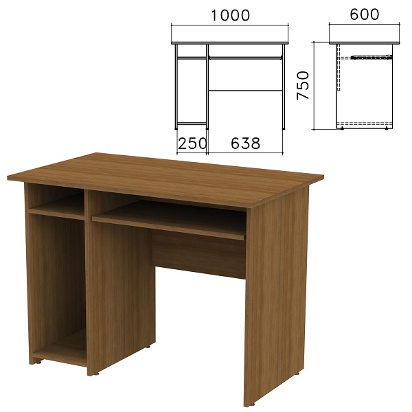 Стол компьютерный 1000*600*750, орех, Канц СК24.9