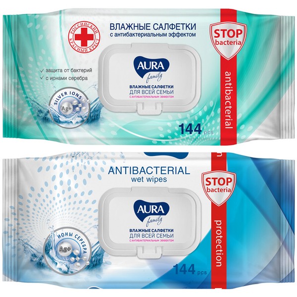 Влажные салфетки 144шт. антибактериальные, в ассортименте