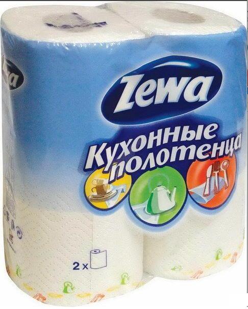 Полотенца бумажные 2 рул. 2-х слойные Zewa белые 