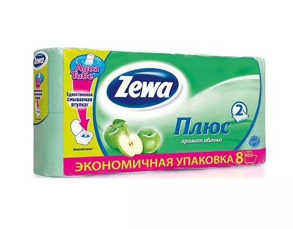 Туалетная бумага 8 рул. 2-х слойная Zewa Яблоко  
