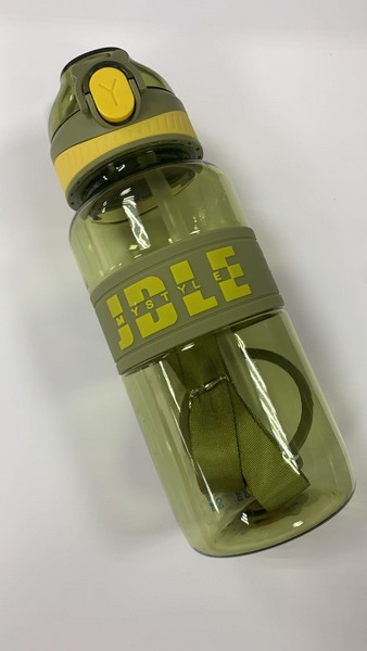 Бутылка 800мл, JDLE, пластик, вставка, с трубочкой, ассорти