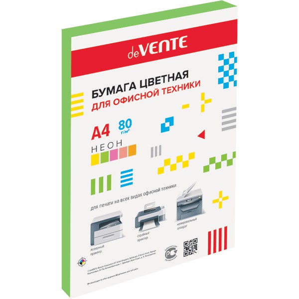 Бумага цветная А4 100л deVENTE, неон зеленый 2072208