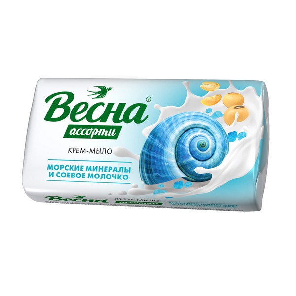 Мыло туалетное  90гр Весна Морские минералы и соевое молочко
