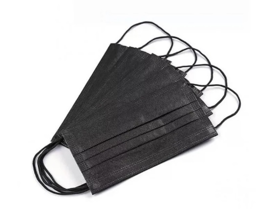 Маска защитная одноразовая 3х-слойная на резинке 50шт/уп черная