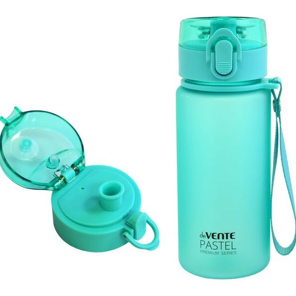 Бутылка 400 мл deVENTE. Pastel, пластик, ремешок, бирюзовая 8090332