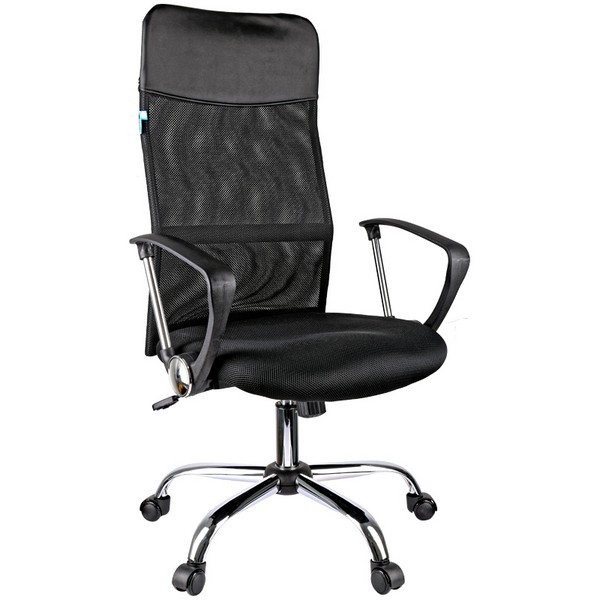 Кресло руководителя Helmi HL-E16 Content, ткань/сетка/экокожа, хром, черный