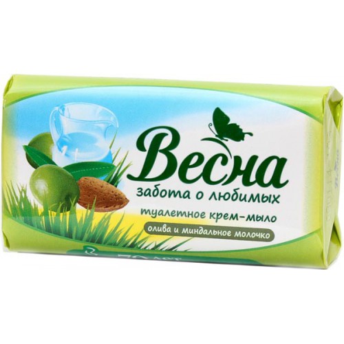Мыло туалетное  90гр Весна Олива и миндальное молочко