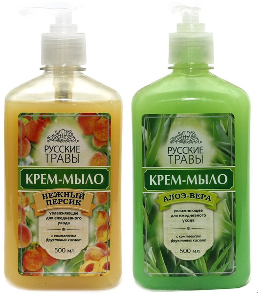 Крем-мыло жидкое 500мл. Русские Травы. Алоэ-Вера, с дозатором