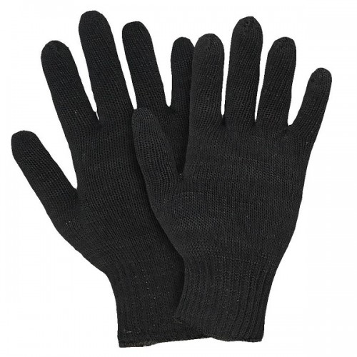 Перчатки х/б без ПВХ, 2сл, Зимние, черные/серые (1 пара)