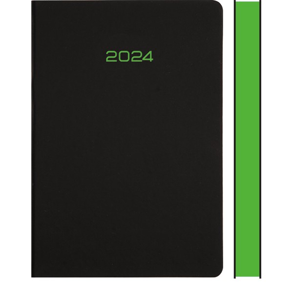 Ежедневник B6 датир. 2024 г. deVENTE. Duo, кожзам, шелкография, салатовый срез, черный с салатовым 2233419