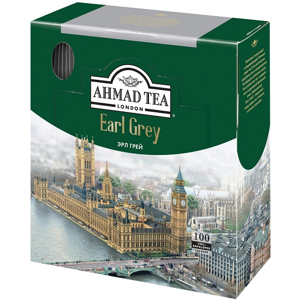 Чай Ahmad Earl Grey, черный с ароматом бергамота, 100 пакетиков*2 г.