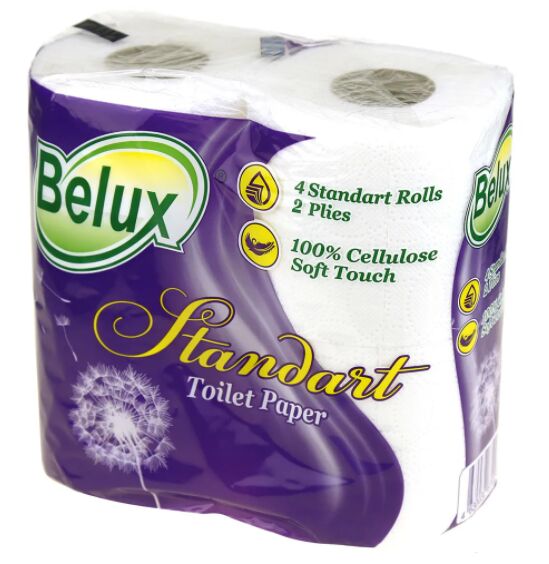 Туалетная бумага 4 рул. 2-х слойная Belux Стандарт белая