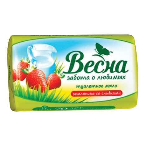 Мыло туалетное  90гр Весна Земляника со сливками