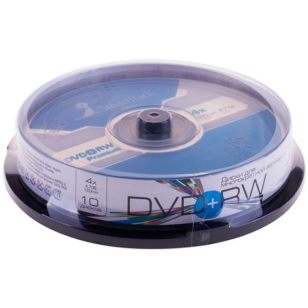 Компакт-диск DVD+RW 4.7Гб 4х Smart Track, Cake Box 10шт