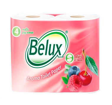 Туалетная бумага 4 рул. 2-х слойная Belux Ягоды, белая
