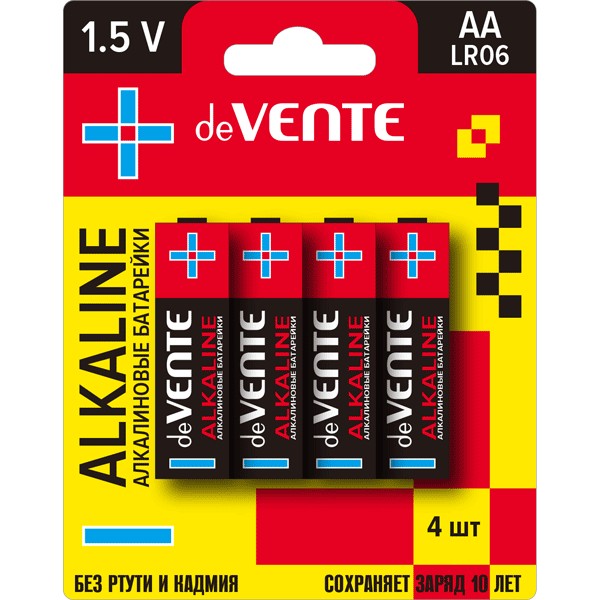 Батарейка deVENTE Alkaline LR06 AA 4шт/уп 9010106