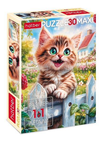 Пазлы 30 эл. Хатбер А4  -Счастливый котик- MAXI 30ПЗ4_34431