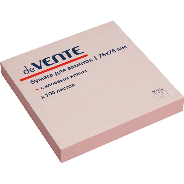 Клейкая бумага для заметок deVENTE 75x75 мм, 100л, розовая 2010327