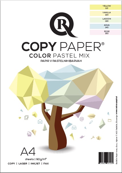 Бумага Rcopy А4 80гр пастель 5 цветов (по 4л), 20л