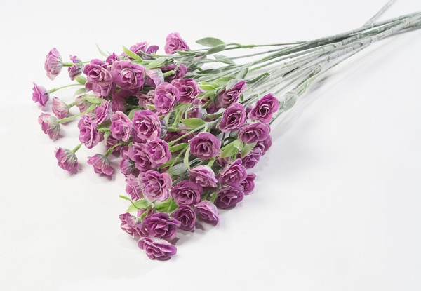Ветка мелкой розы с напылением 60см, пластик, жимолость