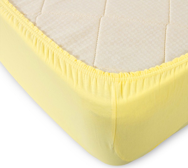 Простыня (наматрасник) трикотажная на резинке 60*120*20см, желтый