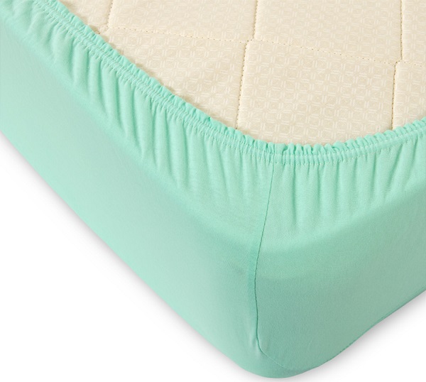 Простыня (наматрасник) трикотажная на резинке 60*120*20см, мятный