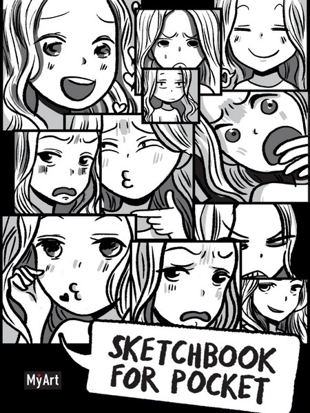 Скетчбук А6 105*149 мм 48л. Проф-Пресс. MyArt Sketchbook for Pocket. Комикс аниме, 7БЦ, выб.лак. 48-7381