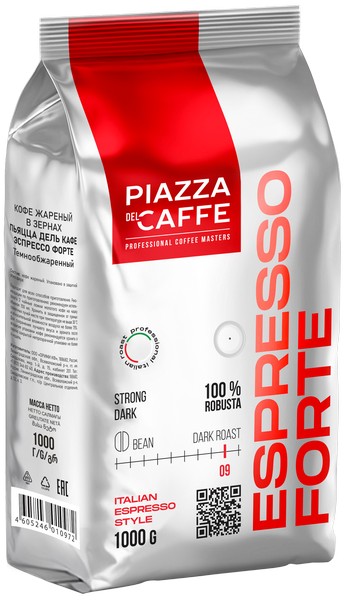 Кофе в зернах Piazza del caffe "Espresso Forte" 1кг вакуумный пакет