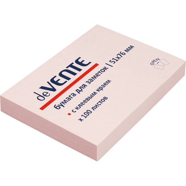 Клейкая бумага для заметок deVENTE 50x75 мм, 100л, розовая 2010310