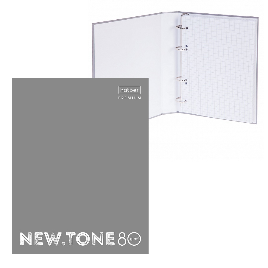 Тетрадь на кольцах А5  80л.кл. Хатбер NEWtone PASTEL Серый жемчуг 80ТК5A1_05054