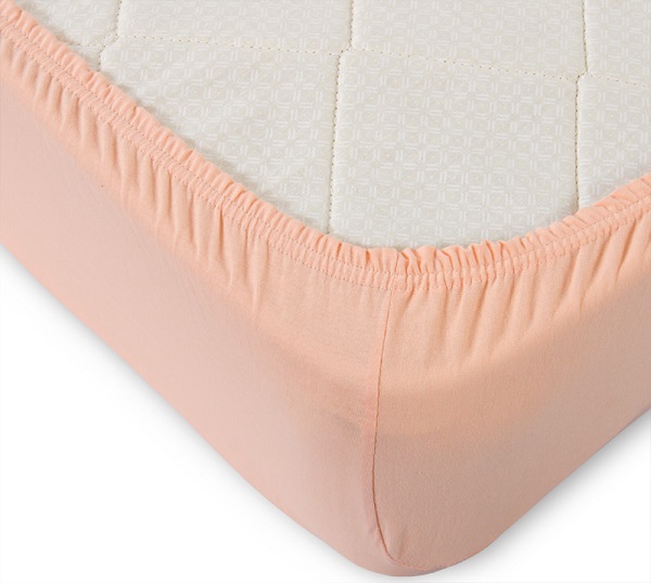 Простыня (наматрасник) трикотажная на резинке 60*120*20см, персиковый