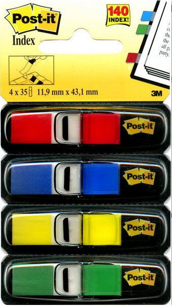 Набор узких закладок Post-it® Index, 12 мм, 4х35 шт. 3 683-4/70005113991