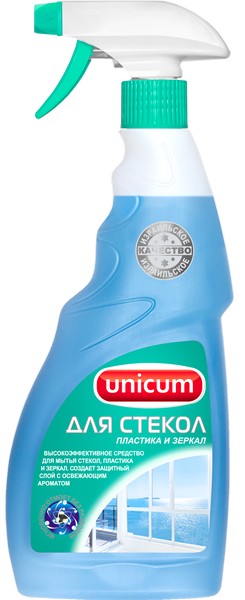 Средство д/стекла 500мл UNICUM для пластика и зеркал, курок
