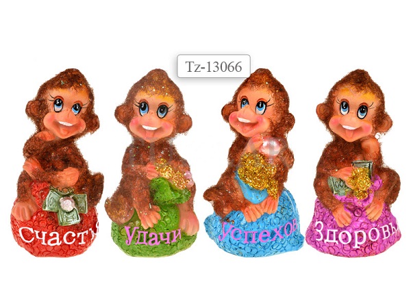 Декоративная статуэтка Обезьянка пушистая, полистоун TZ 13066 ассорти