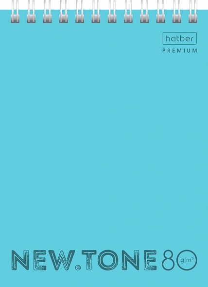Блокнот А6 спир.,80 л.кл. Хатбер Premium NEWtone PASTEL Незабудка, пластик.обл 80Б6A1гр_05025