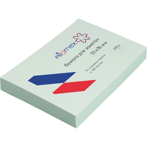 Клейкая бумага для заметок Attomex 51x76 мм, 100л, голубая 2010707 ВЫВОД