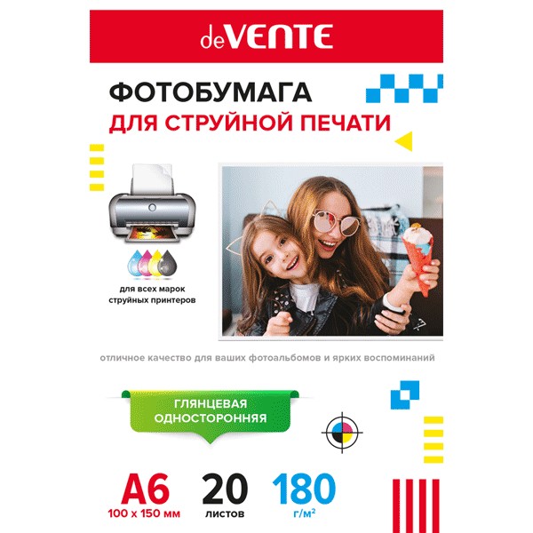 Фотобумага deVENTE А6 180гр, 20л, глянец 2042902