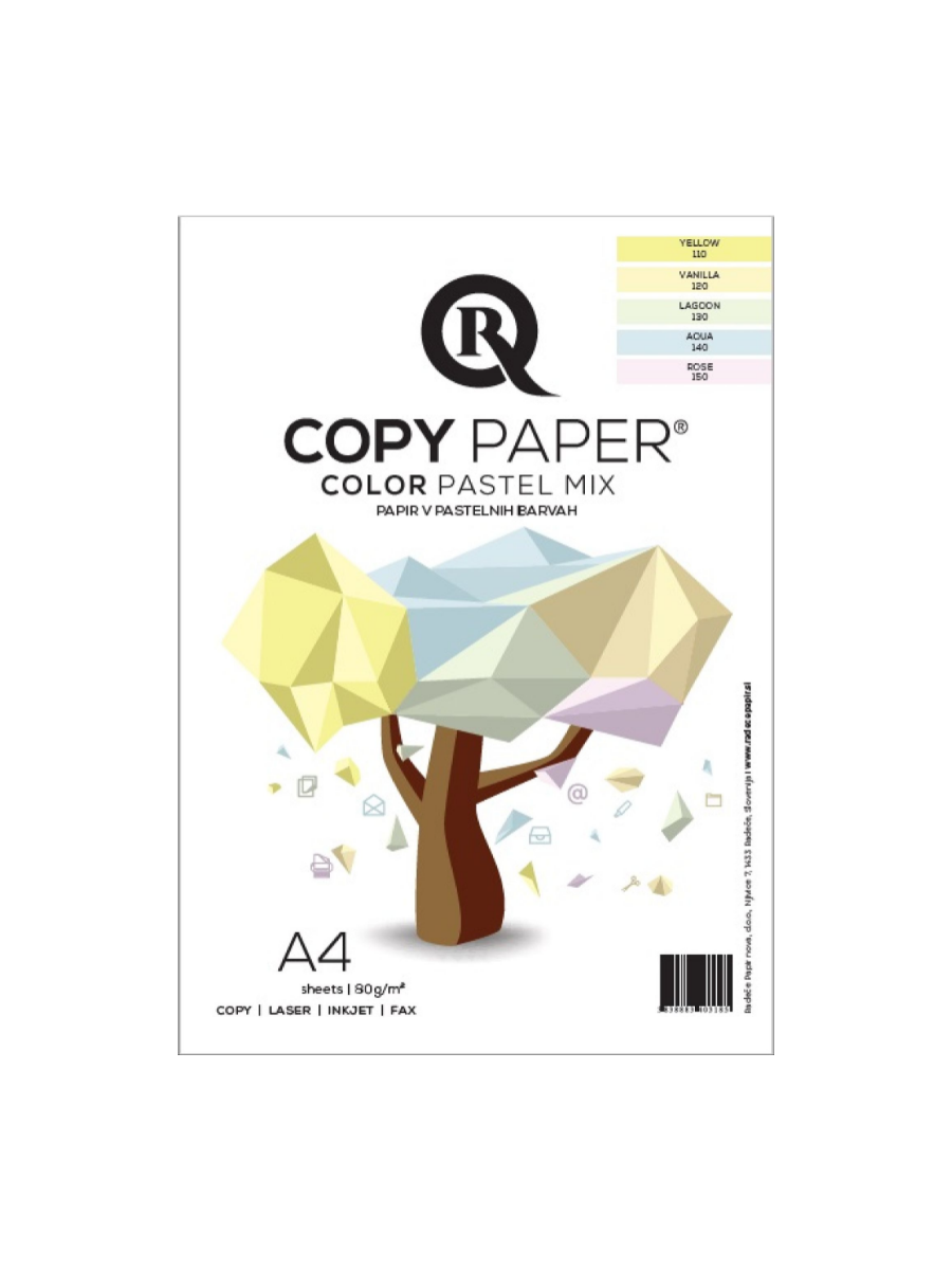 Бумага Rcopy А4 80гр пастель 5 цветов (по 40л), 200л