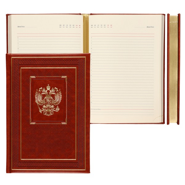 Ежедневник А-5 недатир. FIORENZO Символика, 7БЦ, кожзам, тисн.фольгой, блинтовое, золотой срез, коричневый 216523